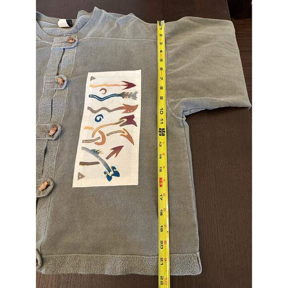 Wild Archer Vintage Women Sz 1 Green Cardigan Jacket Aztec Southwest Mosaic Boho - Picture 7 of 9